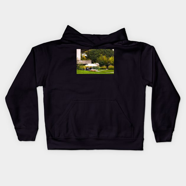 restaurant in the grass Kids Hoodie by terezadelpilar